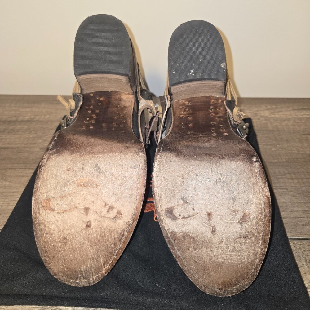 🦅 Freebird Distressed Grey Leather Buckle Boots Size 10 🦅 - Picture 10 of 10